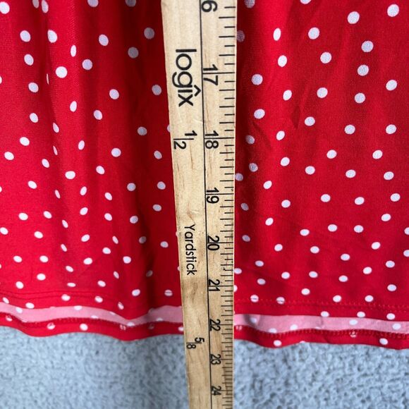 Susan Graver Blouse Womens XL Red Polka Dot V Neck Top Long Sleeve Keyhole - Picture 8 of 8